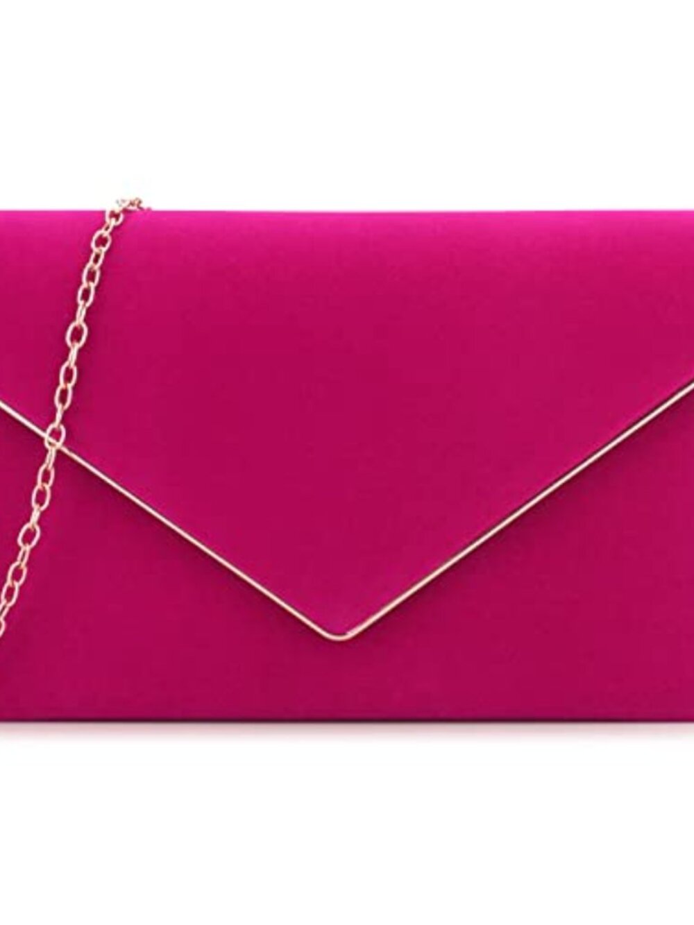 Faux Suede Pleated Clutch Purse Evening Bag with Gold Chain Strap